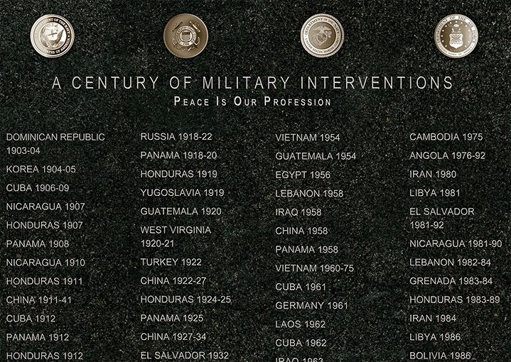“A Century of Military Interventions,” Monument Commemorating US Military Interventions and Covert Actions, Detail.